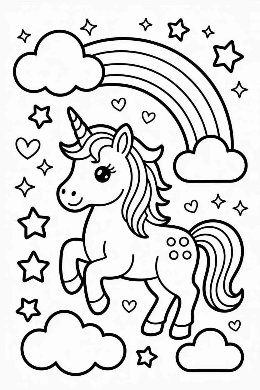 Unicorn Design 1 - Free Printable Unicorn Coloring Pages for Kids & Adults (2)