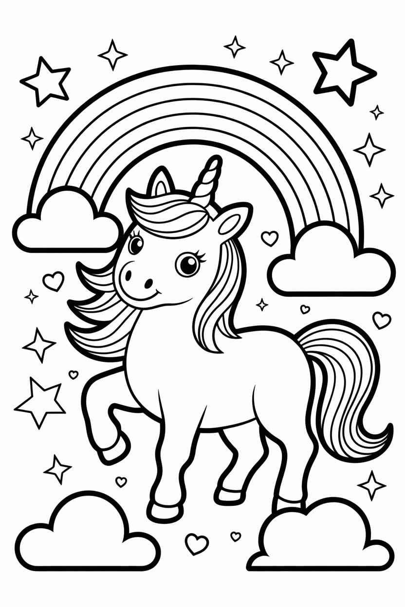 Unicorn Design 1 - Free Printable Unicorn Coloring Pages for Kids & Adults (3)
