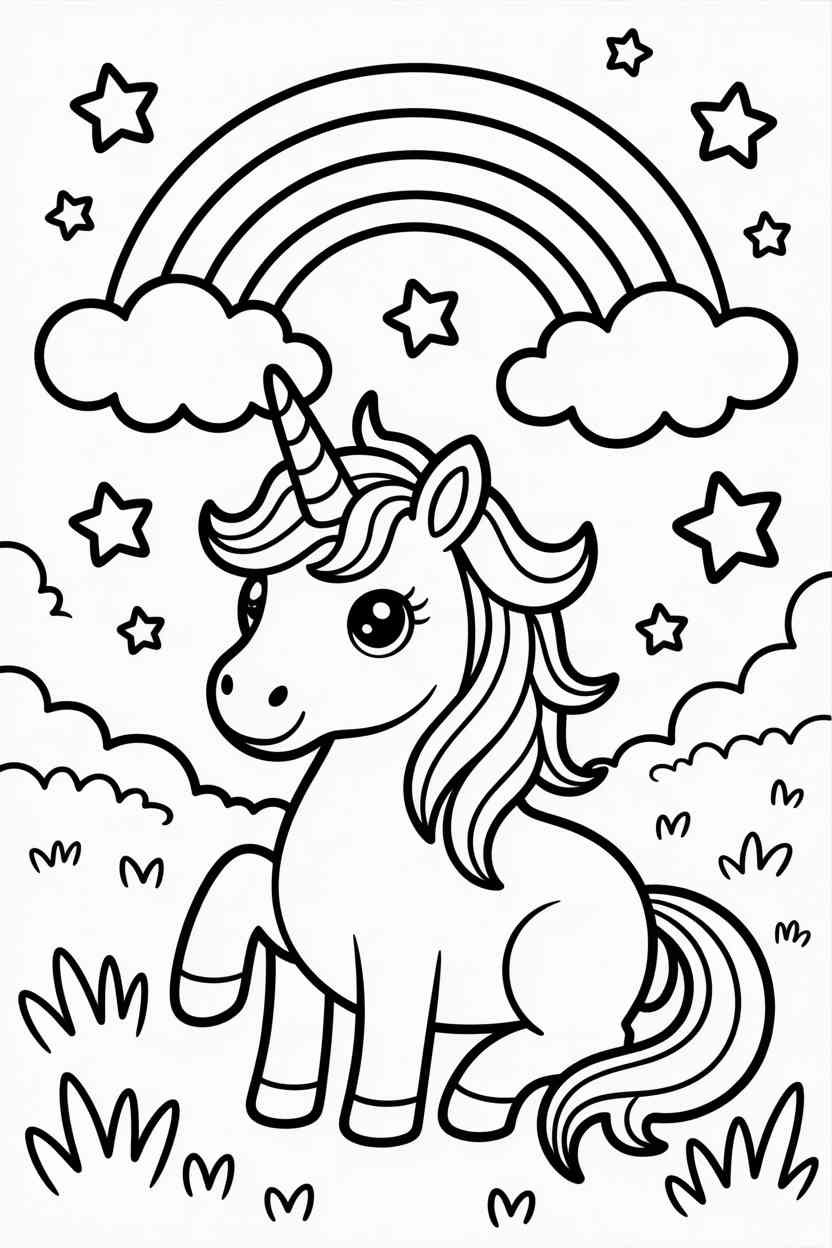 Unicorn Design 1 - Free Printable Unicorn Coloring Pages for Kids & Adults (4)