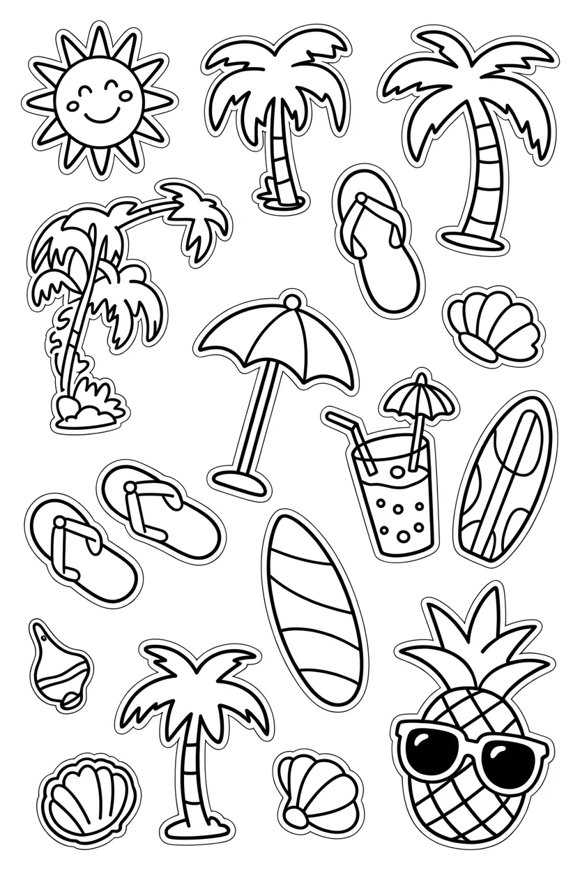 Vacation doodles Design 1 - Vacation Doodles Coloring Pages Free Printable for Kids (2)