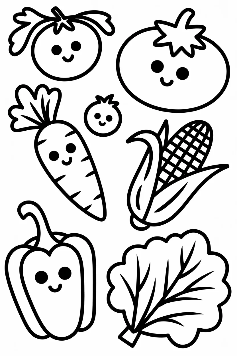 Vegetables Design 4 - Vegetables Coloring Pages Free Printable - Fun & Easy