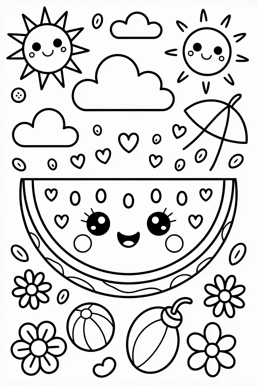 Watermelon Design 2 - Watermelon Coloring Pages Free Printable