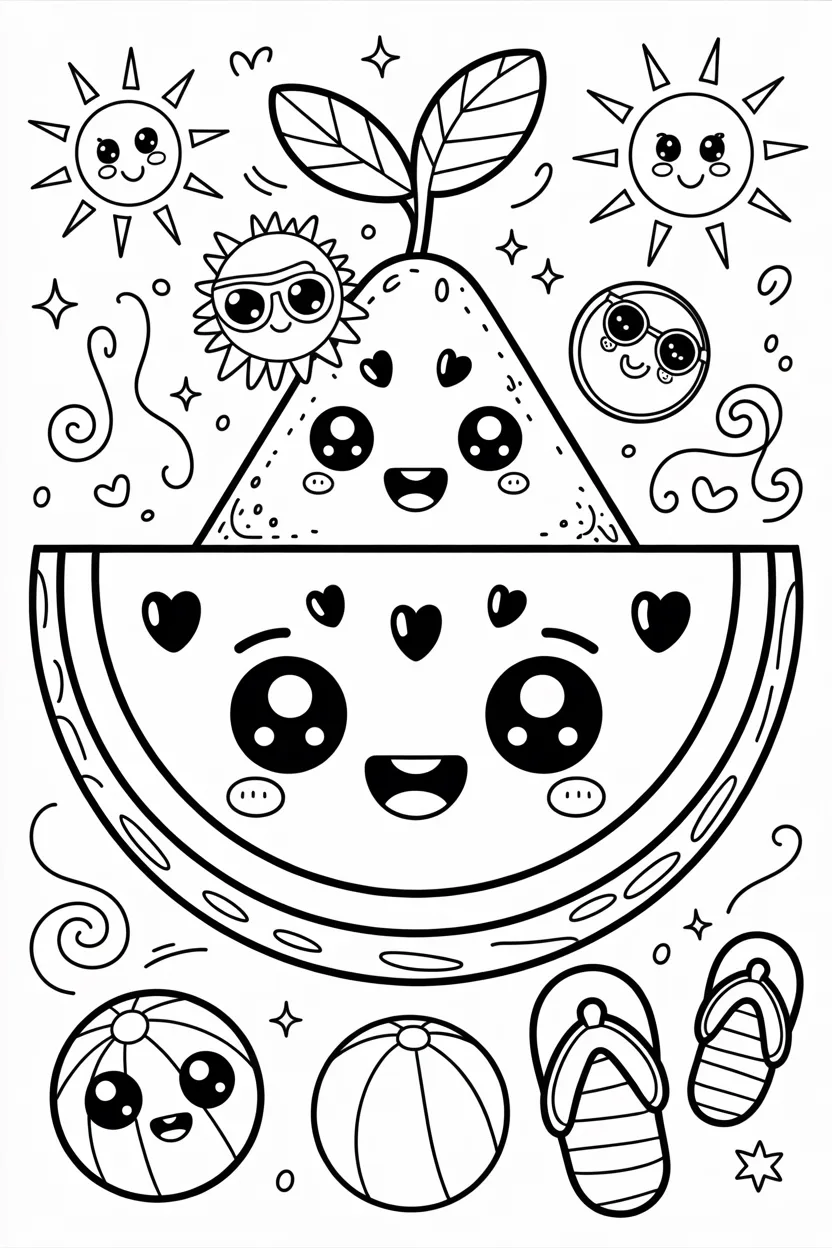 Watermelon Design 3 - Watermelon Coloring Pages Free Printable