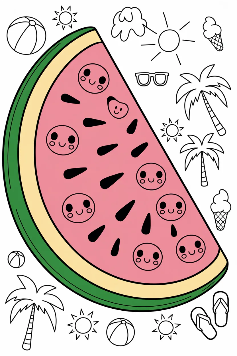 Watermelon Design 4 - Watermelon Coloring Pages Free Printable