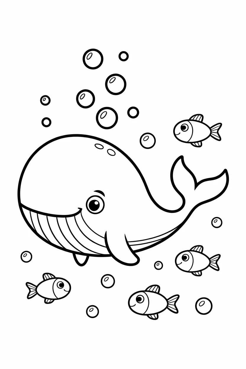 Whale Design 1 - Whale Coloring Pages Free Printable for Kids - Ocean