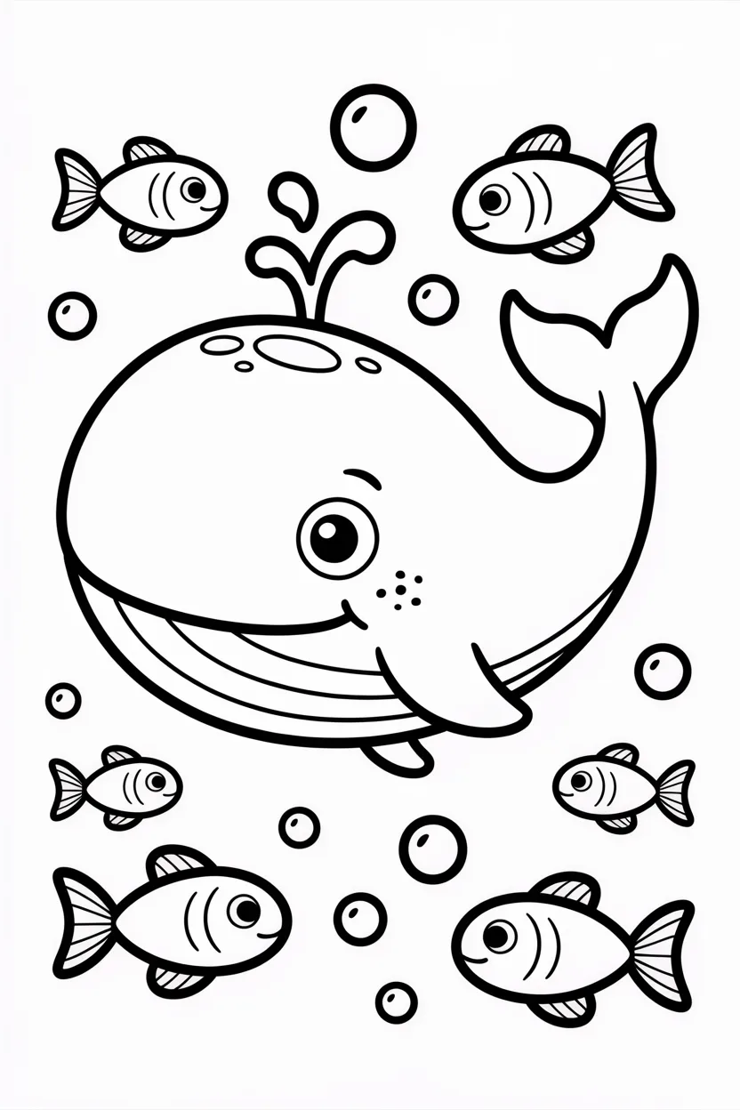 Whale Design 2 - Whale Coloring Pages Free Printable for Kids - Ocean
