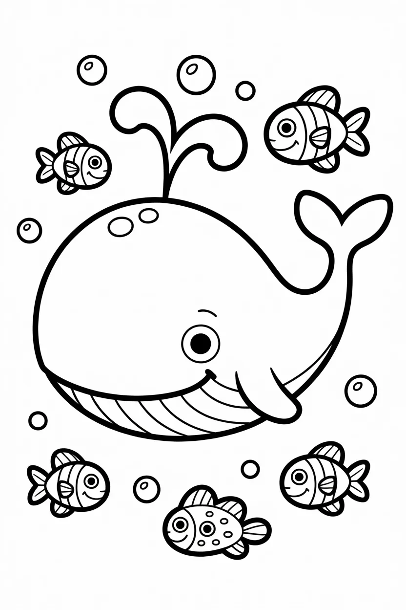 Whale Design 4 - Whale Coloring Pages Free Printable for Kids - Ocean