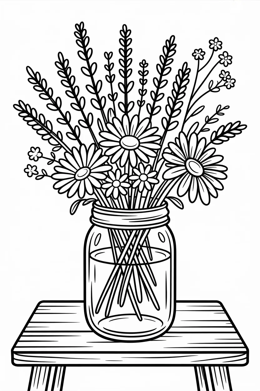 Wildflowers Design 1 - Wildflowers coloring pages Free Printable