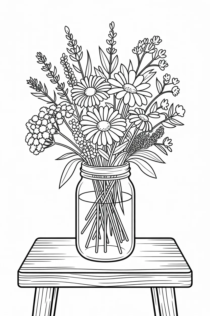 Wildflowers Design 2 - Wildflowers coloring pages Free Printable