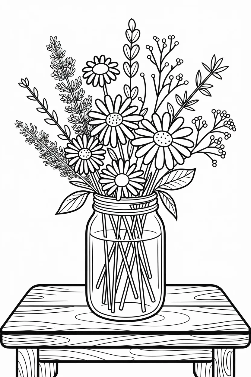 Wildflowers Design 3 - Wildflowers coloring pages Free Printable