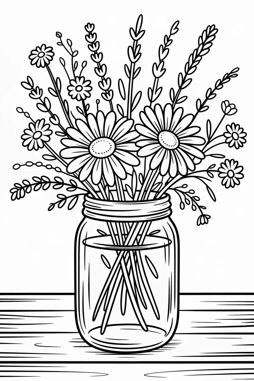 Wildflowers Design 4 - Wildflowers coloring pages Free Printable