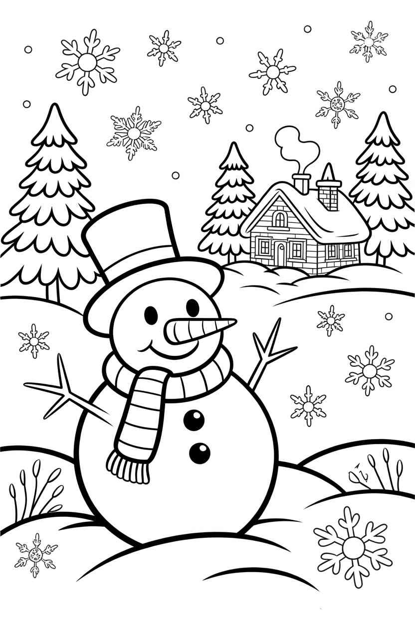 Winter pine tree - Winter Coloring Pages Free Printable for All Ages