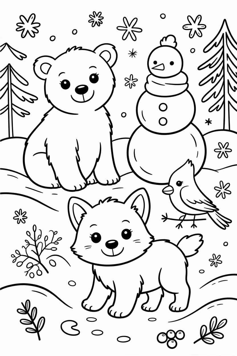 Winter snowman - Winter Coloring Pages Free Printable for All Ages