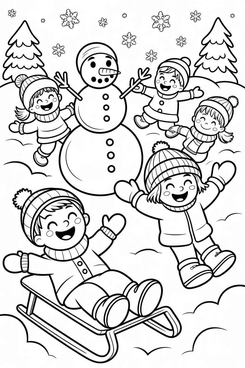 Winter snowy cabin - Winter Coloring Pages Free Printable for All Ages